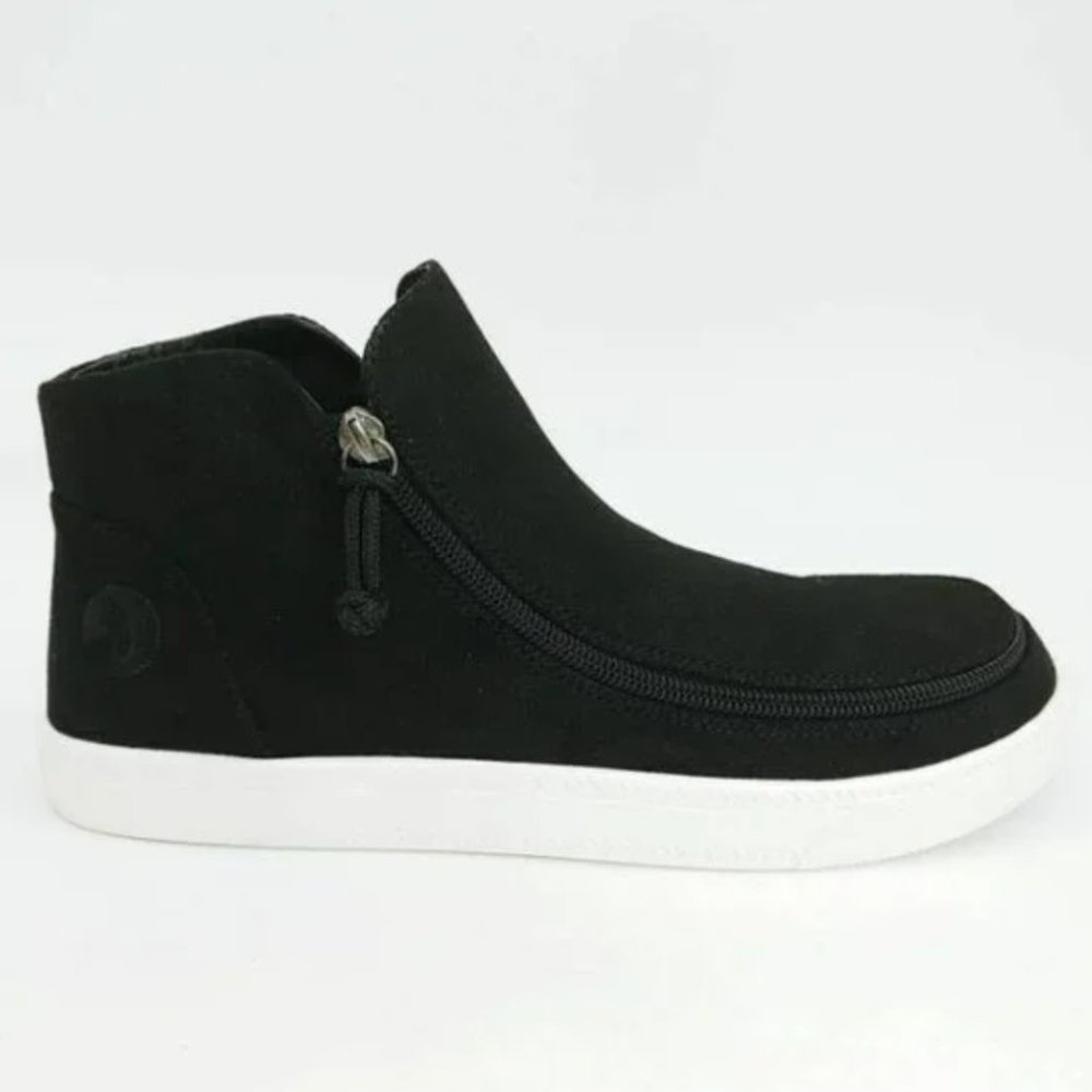 Billy Footwear Womens Sneaker Shoes Black White MidTop Side Zip 9M Adaptive